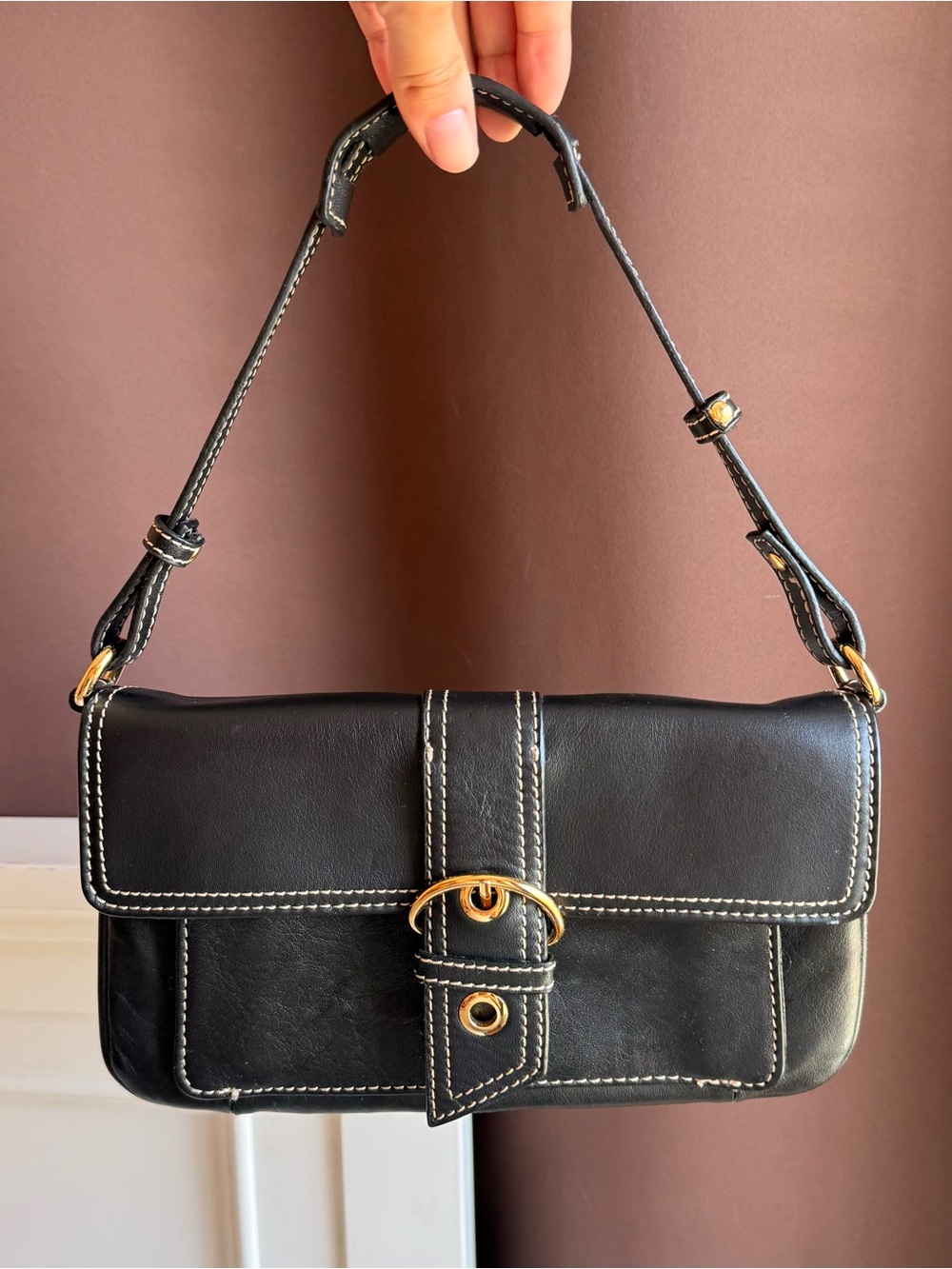 Vintage Giani Bernini black small leather bag